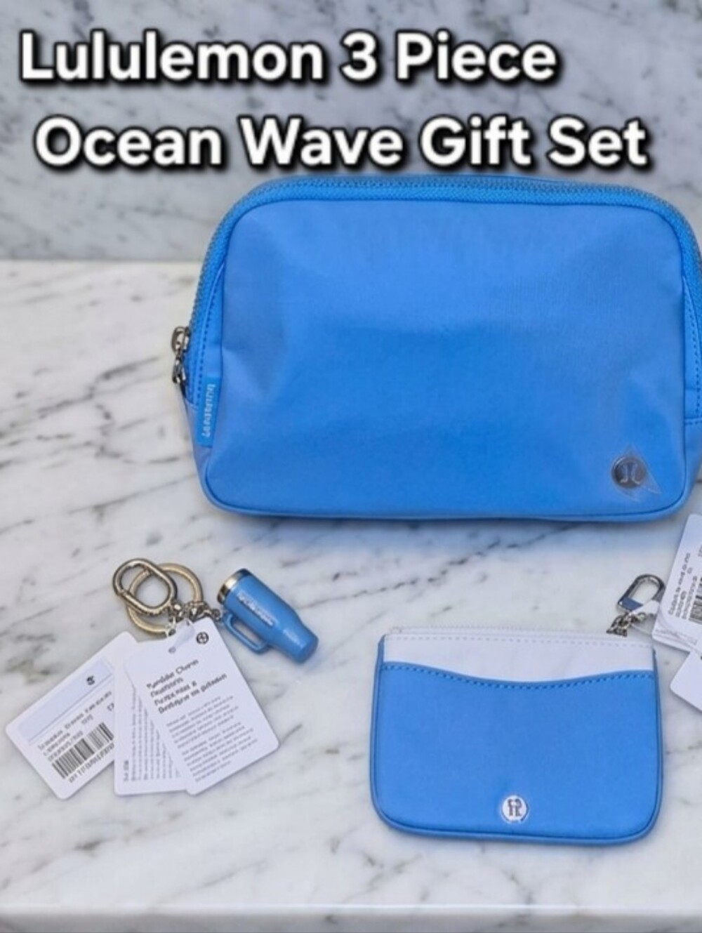 Lululemon Ocean Wave Blue 3-PC Set - 2L Belt Bag, Clippable Card Holder Keychain